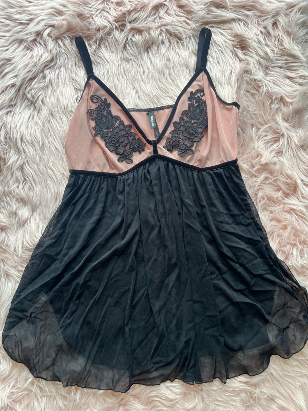 torrid Black and Blush Lace Slip Plus Size